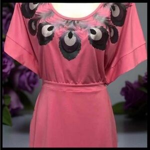 Vibrant Glittery Peacock Feather Open Back Out Party Mini Dolman